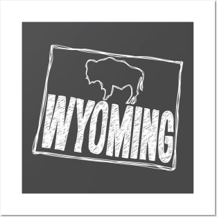 Wyoming (White Graphic) Posters and Art